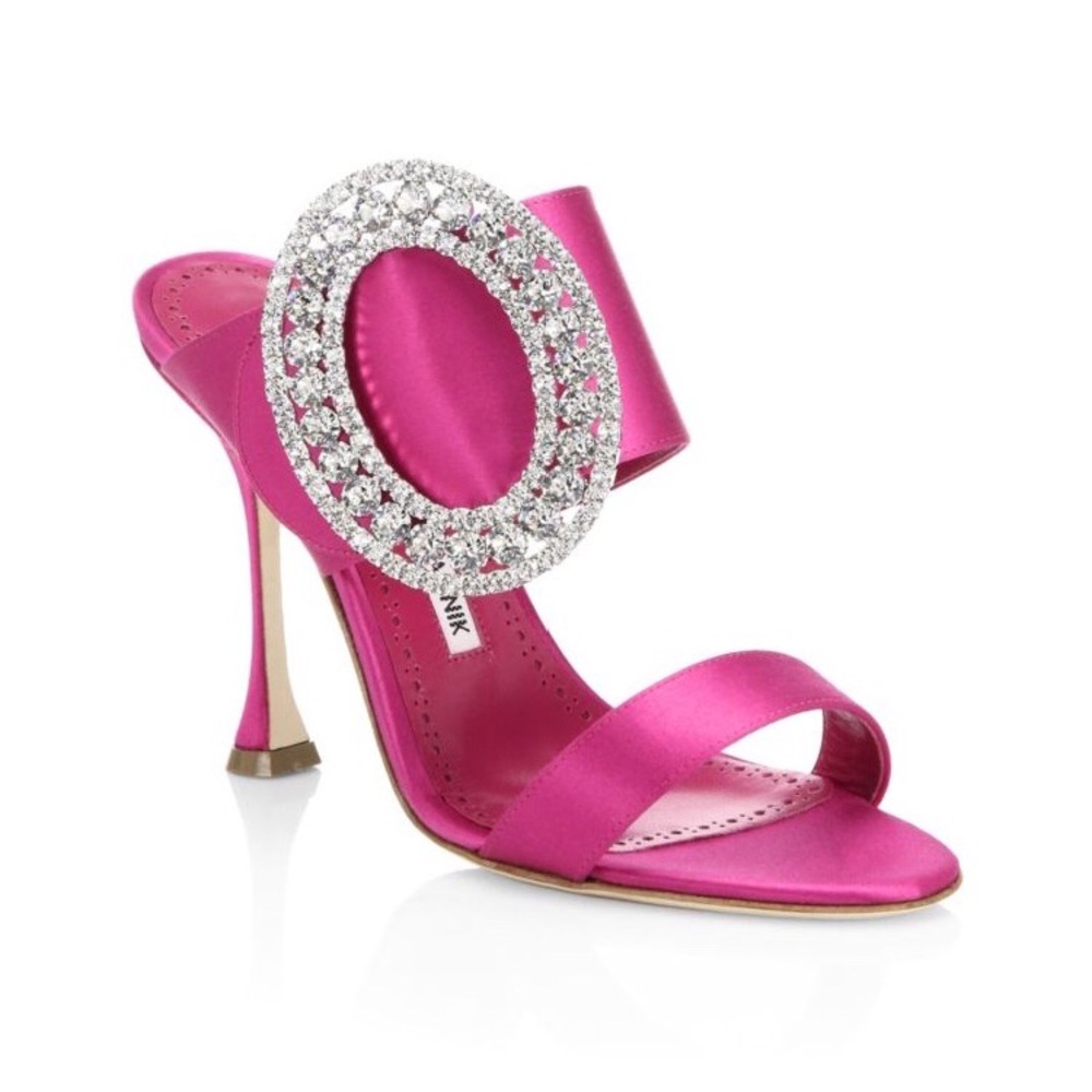 New MANOLO Blahnik Fabiona Magenta Satin